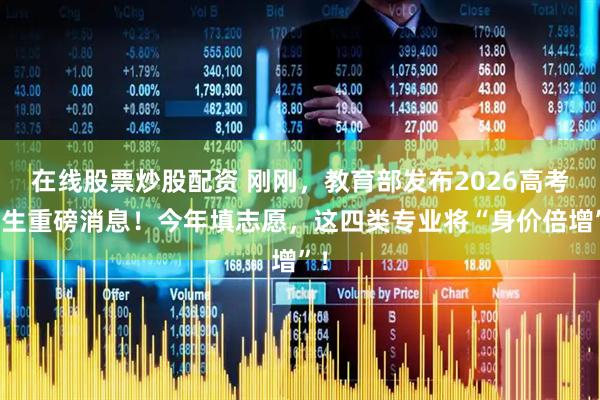 在线股票炒股配资 刚刚，教育部发布2026高考招生重磅消息！今年填志愿，这四类专业将“身价倍增”！